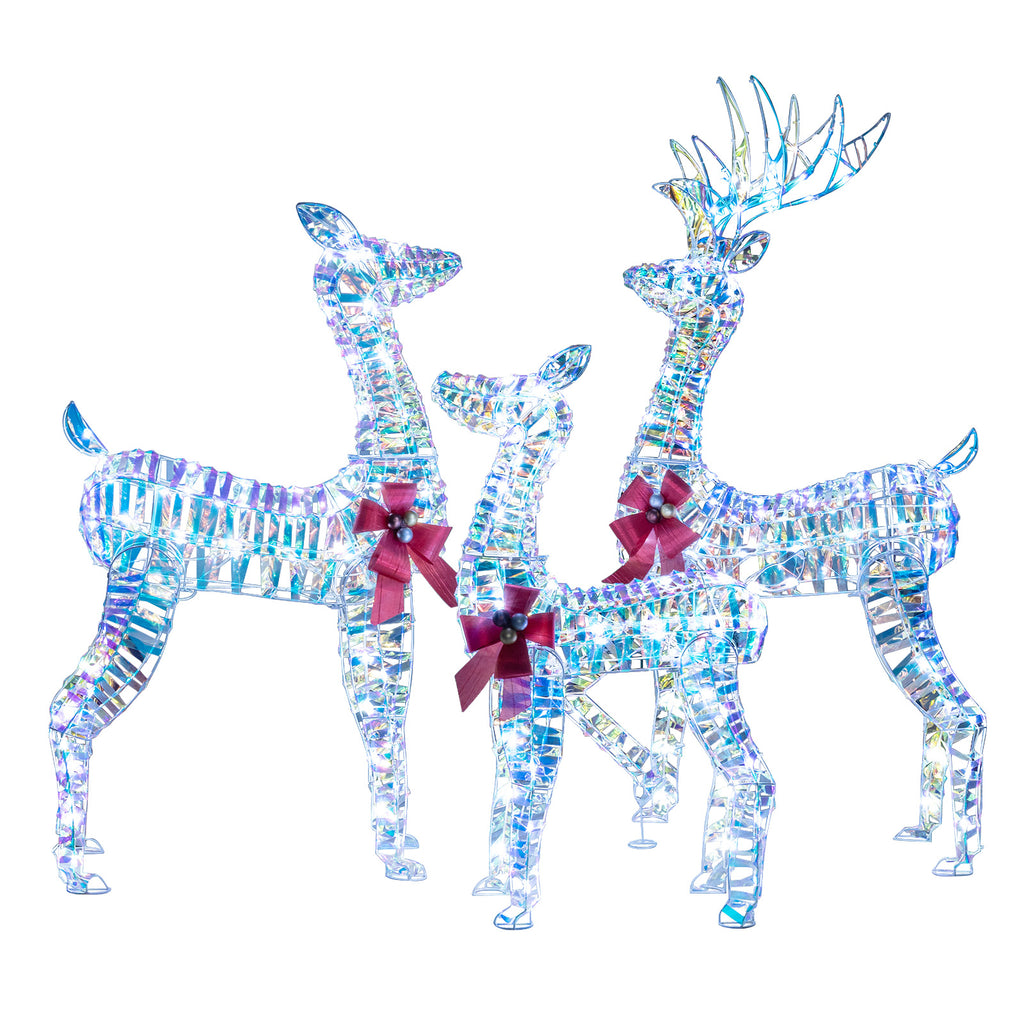 3-Piece Large Lighted Christmas Reindeer Family - Indoor & Outdoor Holiday Decor