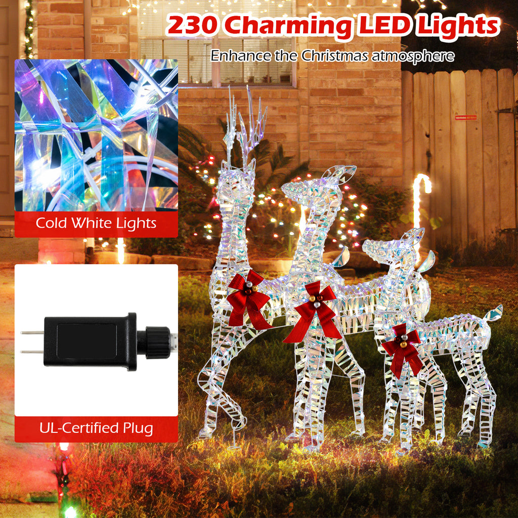 3-Piece Large Lighted Christmas Reindeer Family - Indoor & Outdoor Holiday Decor