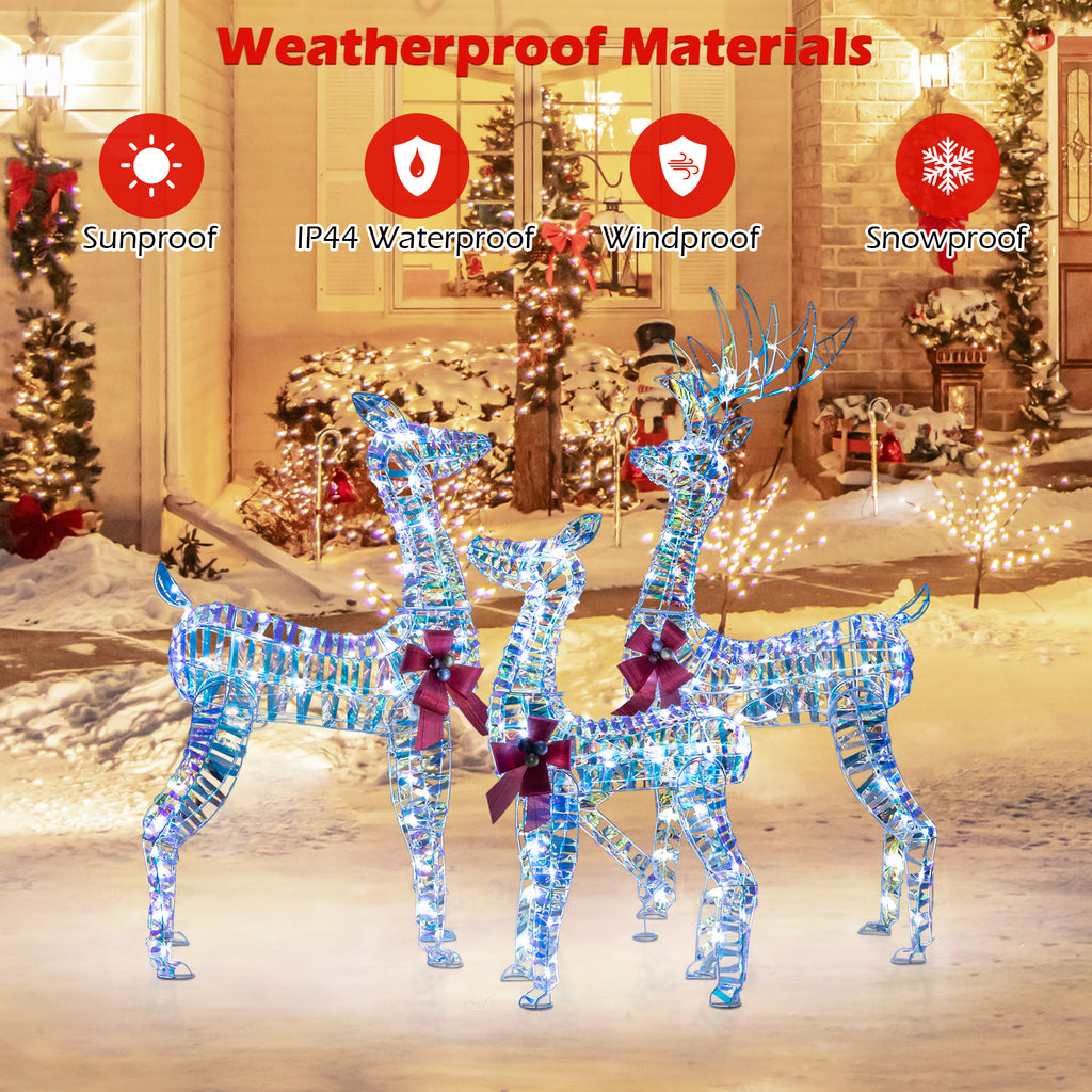 3-Piece Large Lighted Christmas Reindeer Family - Indoor & Outdoor Holiday Decor