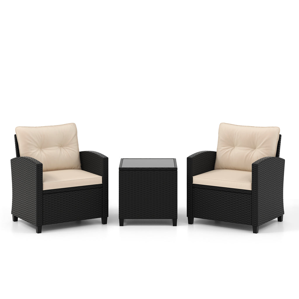 3-Piece Patio Furniture Set with Rattan - Red