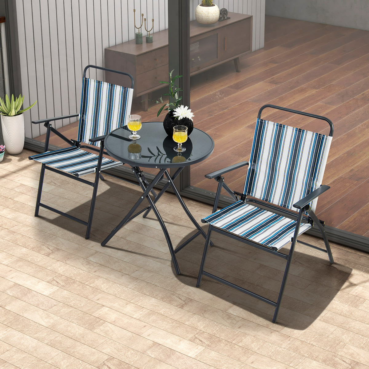 3-Piece Outdoor Folding Chair Set with Table