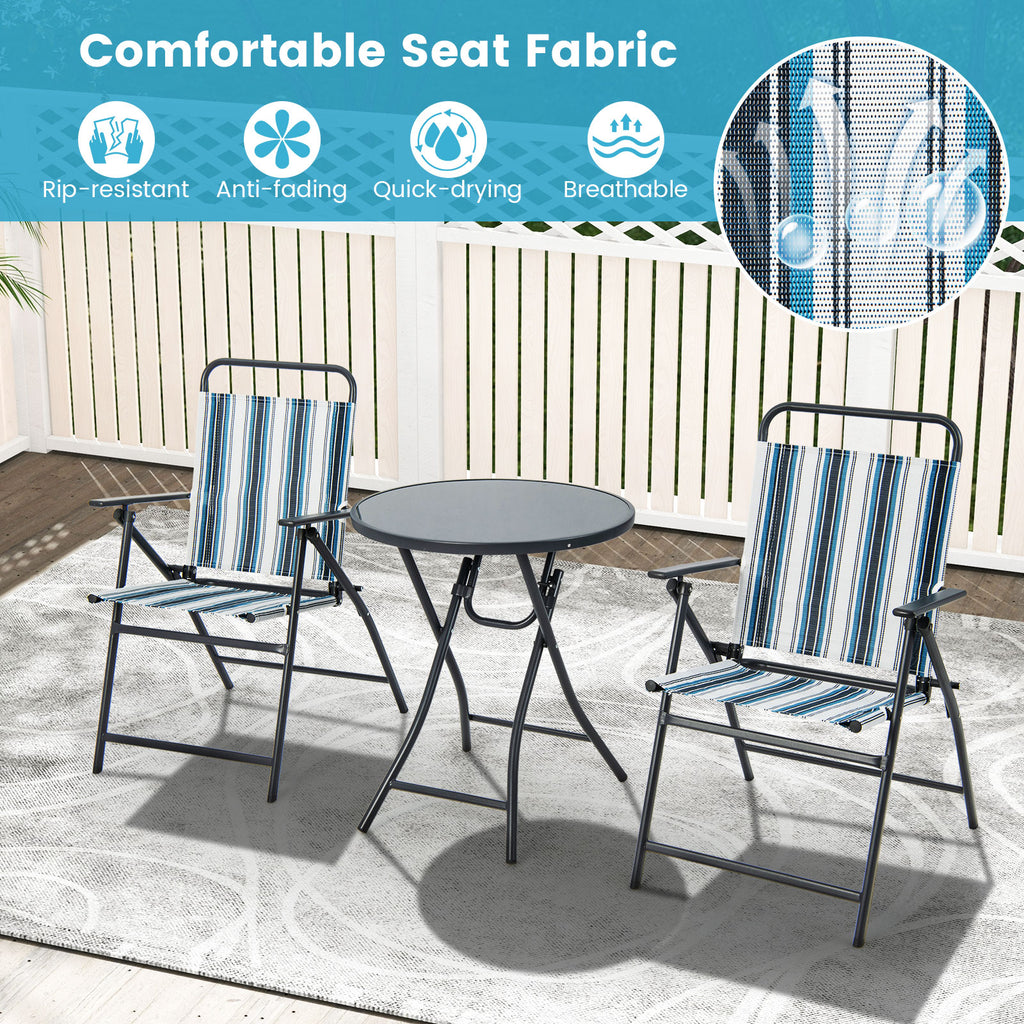 3-Piece Outdoor Folding Chair Set with Table