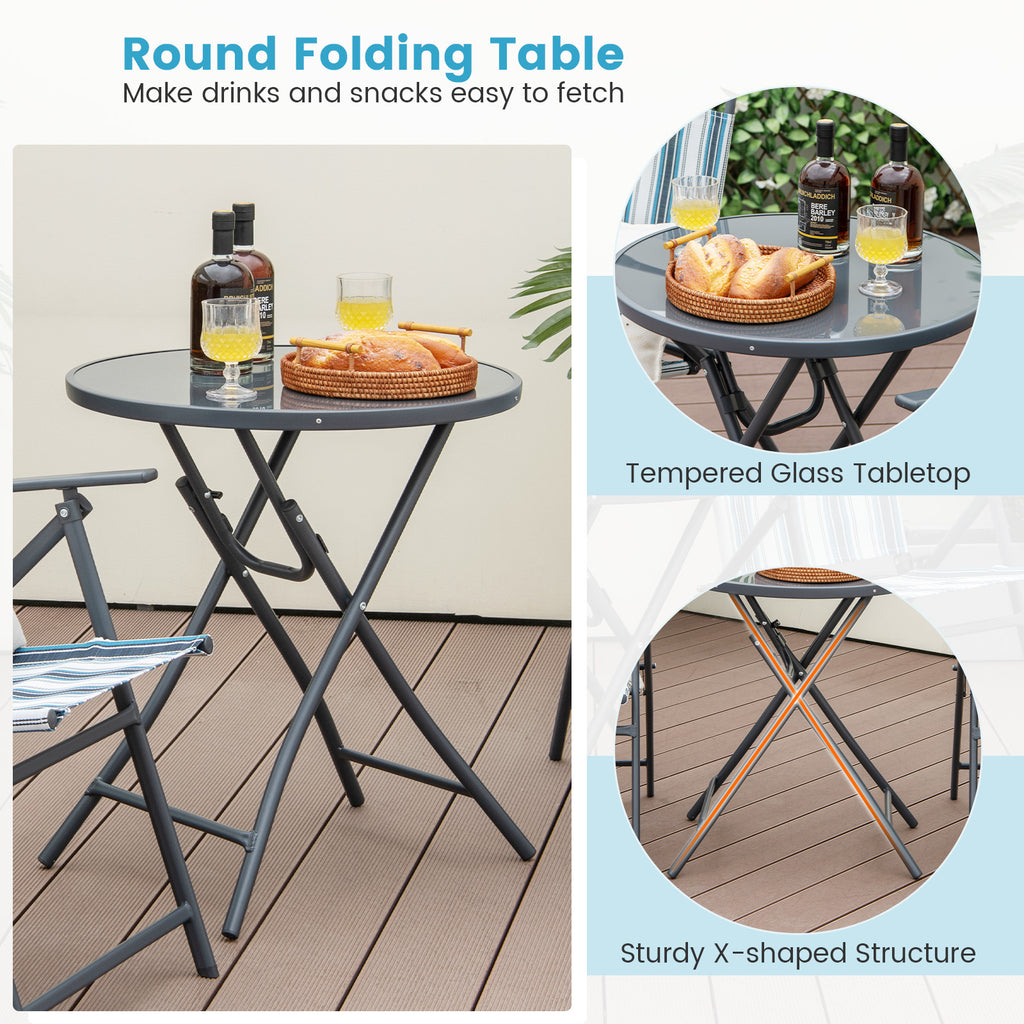 3-Piece Outdoor Folding Chair Set with Table