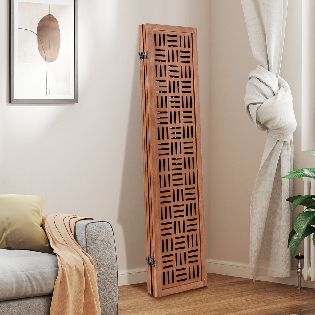 Solid Wood Room Divider - 4 Panel Folding Partition with Rustic Design - Variation of Solid Wood Room Divider, 4 Panel