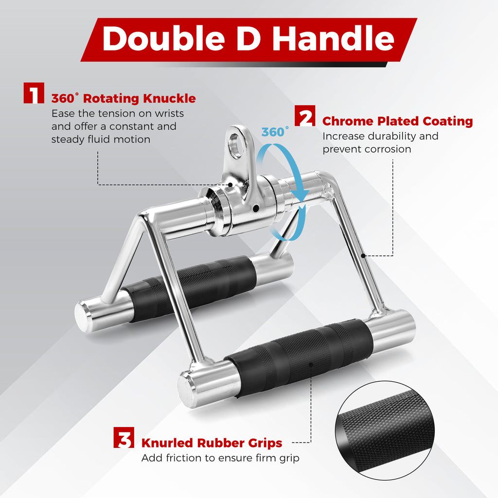 4-Piece Cable Machine Attachment Set for Home Gym - Heavy-Duty Handles & Rope