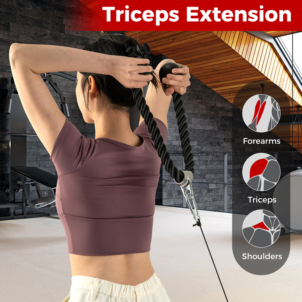 4-Piece Cable Machine Attachment Set for Home Gym - Heavy-Duty Handles & Rope