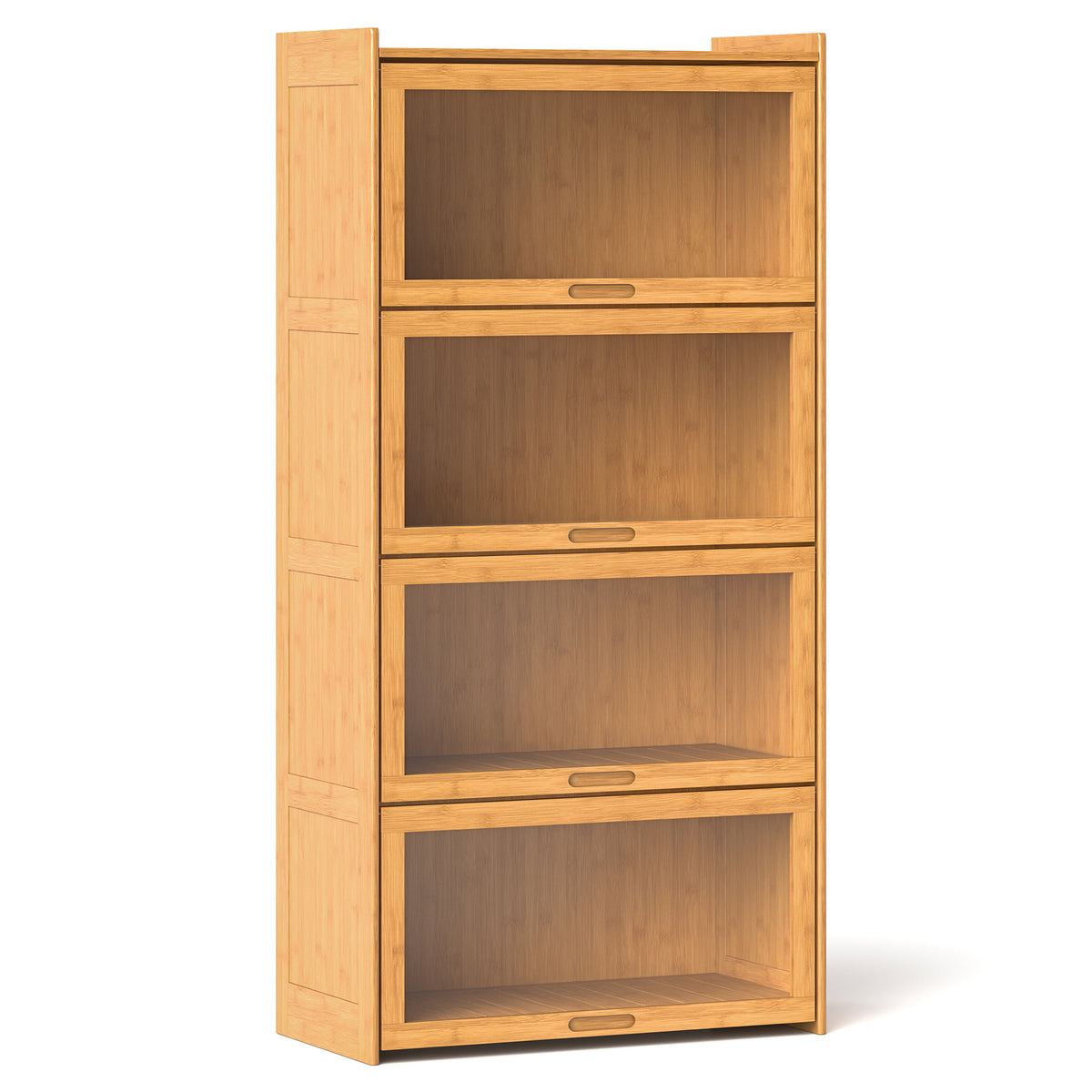 4-Tier Bamboo Bookcase with Doors - Brown