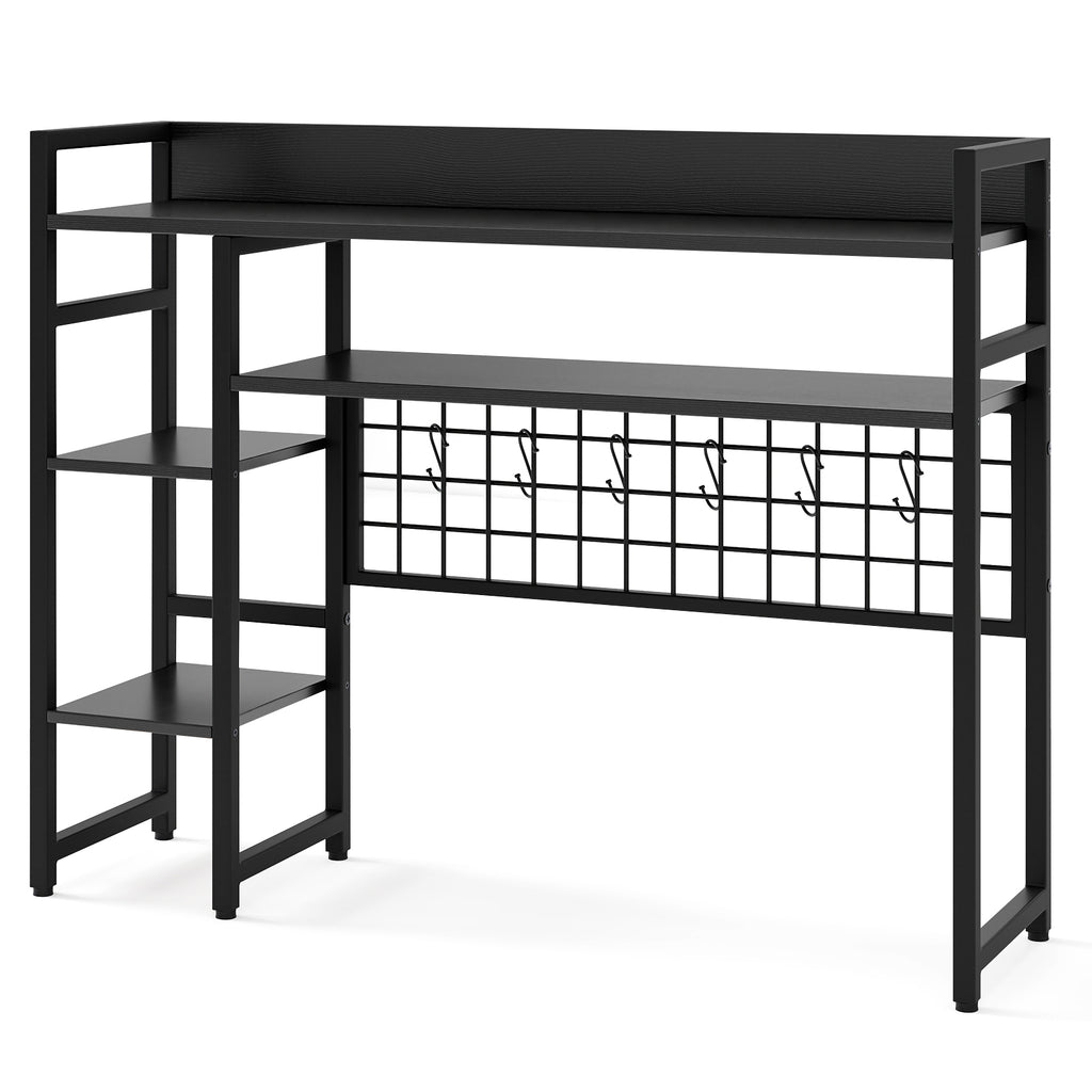 4-Tier Desk Shelf Desktop Display Rack with Metal Grid Panel and 6