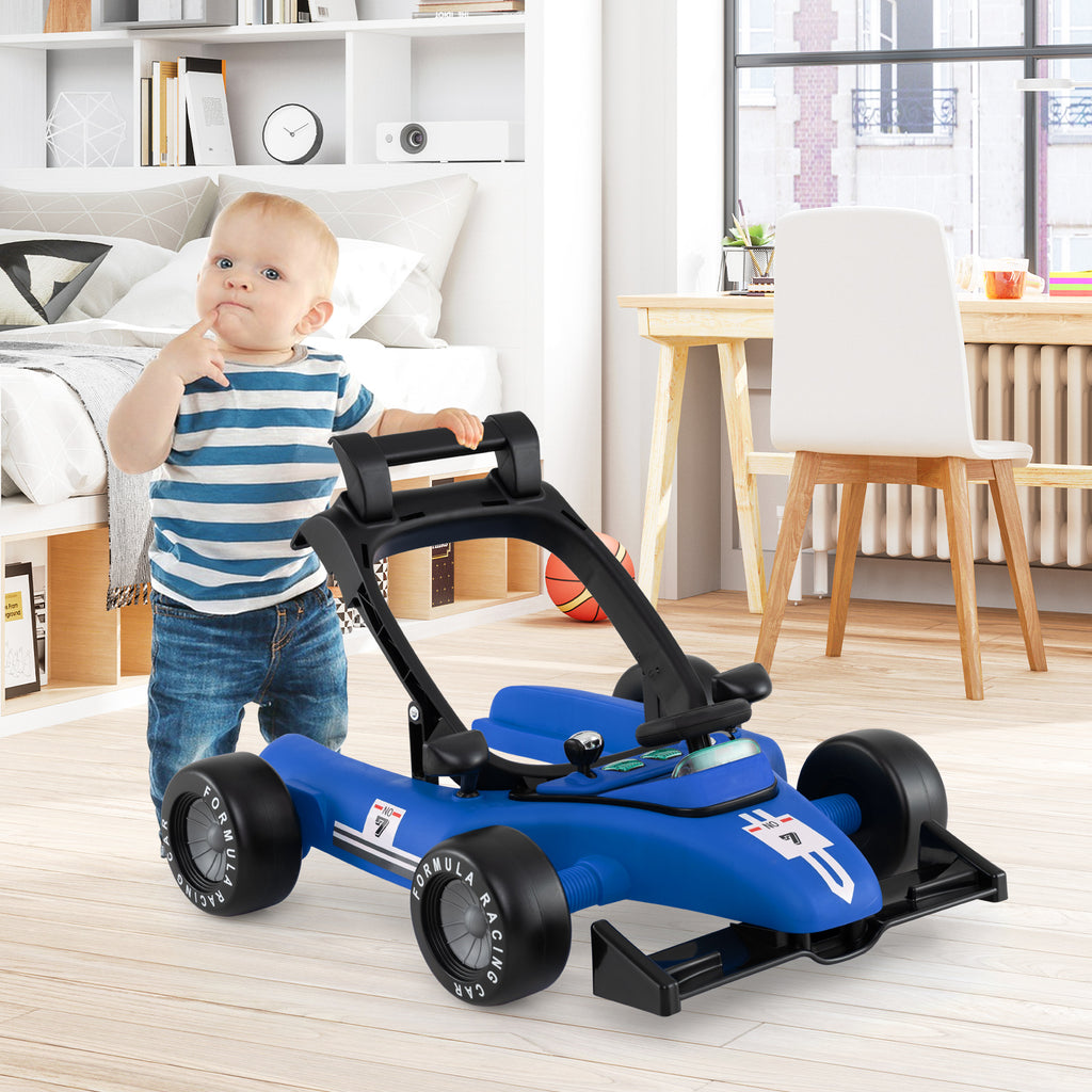 4-in-1 Baby Push Walker Activity Center - Height Adjustable with Music, Blue - Costway