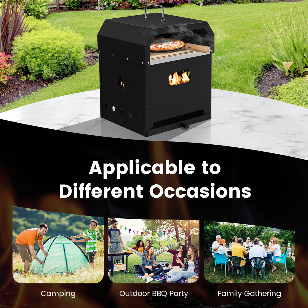 4-in-1 Outdoor Portable Pizza Oven with 12 Inch Stone