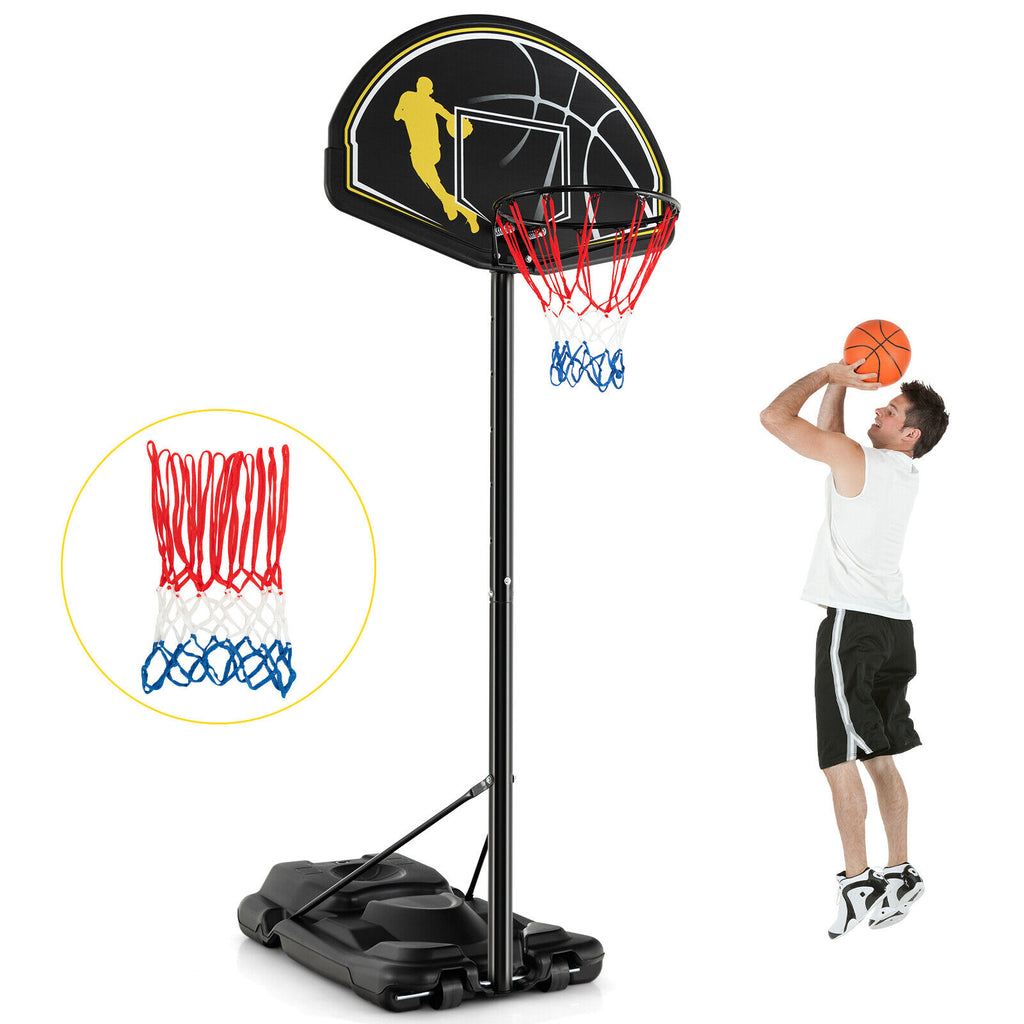 Portable Adjustable Basketball Hoop System 4.25-10 Ft with Backboard & Rim
