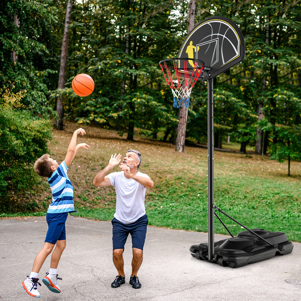 Portable Adjustable Basketball Hoop System 4.25-10 Ft with Backboard & Rim