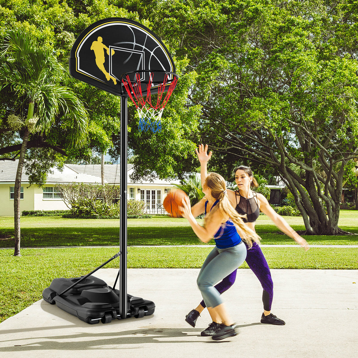 Portable Adjustable Basketball Hoop System 4.25-10 Ft with Backboard & Rim