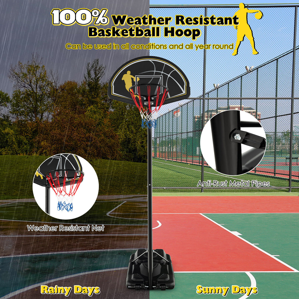 Portable Adjustable Basketball Hoop System 4.25-10 Ft with Backboard & Rim