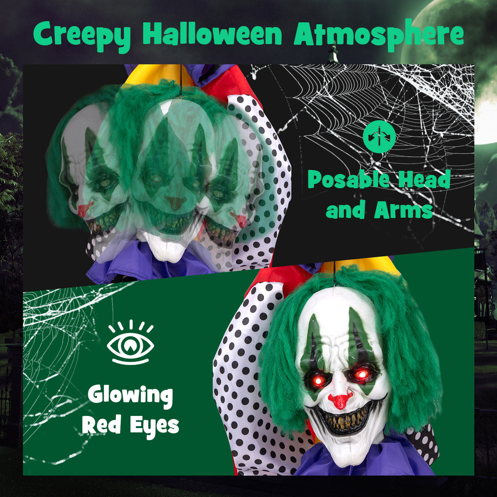4.5ft Animatronic Clown with Pre-Recorded Phrases and LED Eyes - Creepy Halloween Decoration (Variation: Clown)