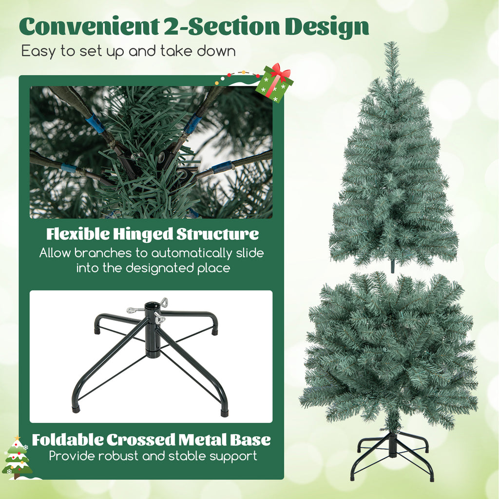 4.5 ft Pre-Lit Blue Artificial Christmas Tree Slim with 9 Lighting Modes