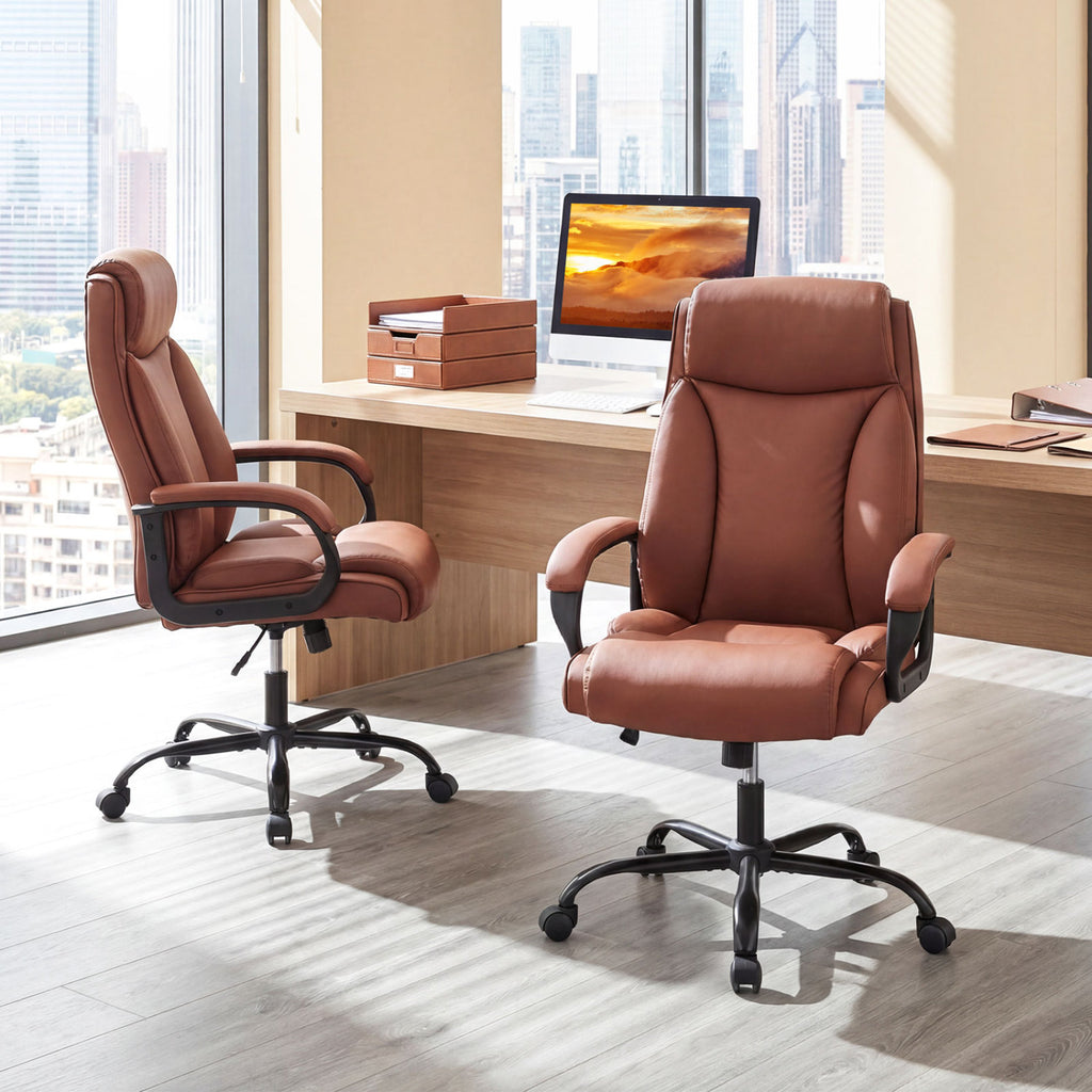 Ergonomic Executive Office Chair with Headrest - Brown