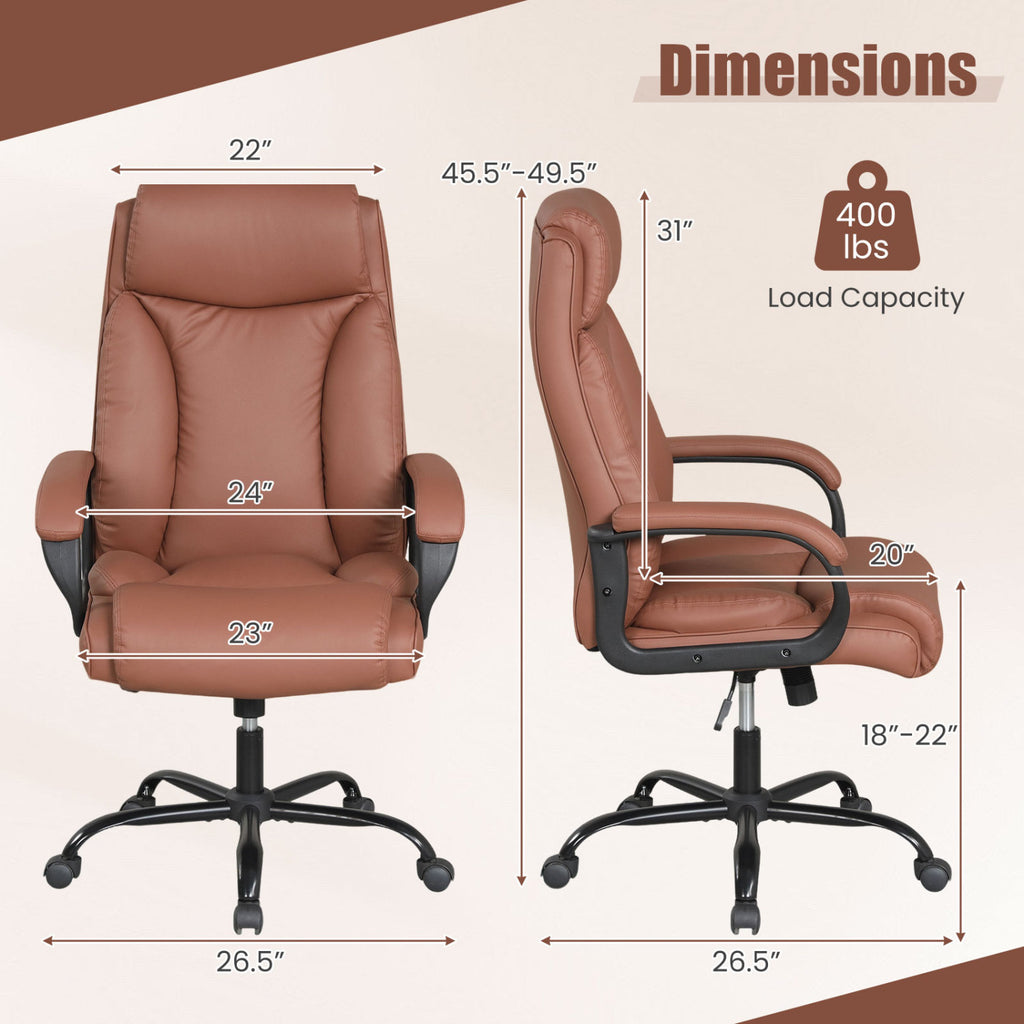 Ergonomic Executive Office Chair with Headrest - Brown
