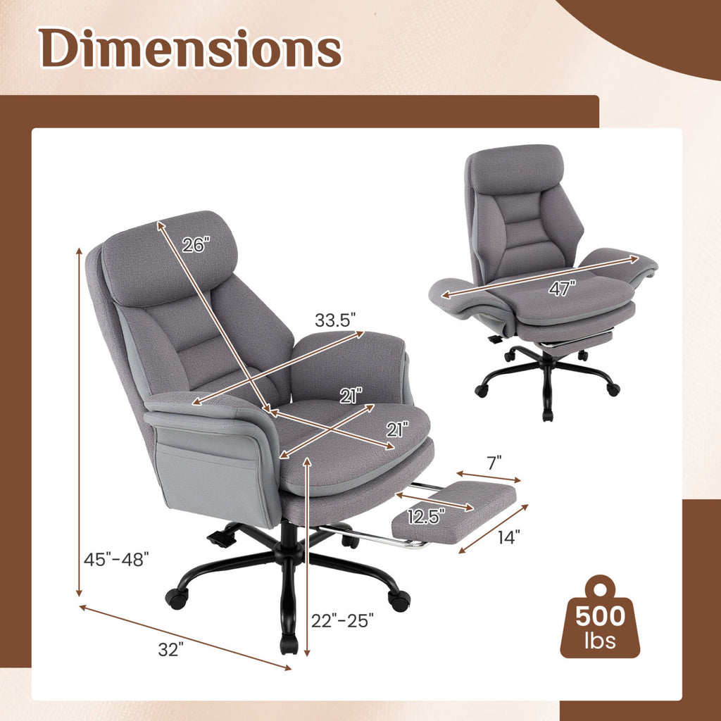 500 LBS Ergonomic Big and Tall Office Chair with Faux Leather