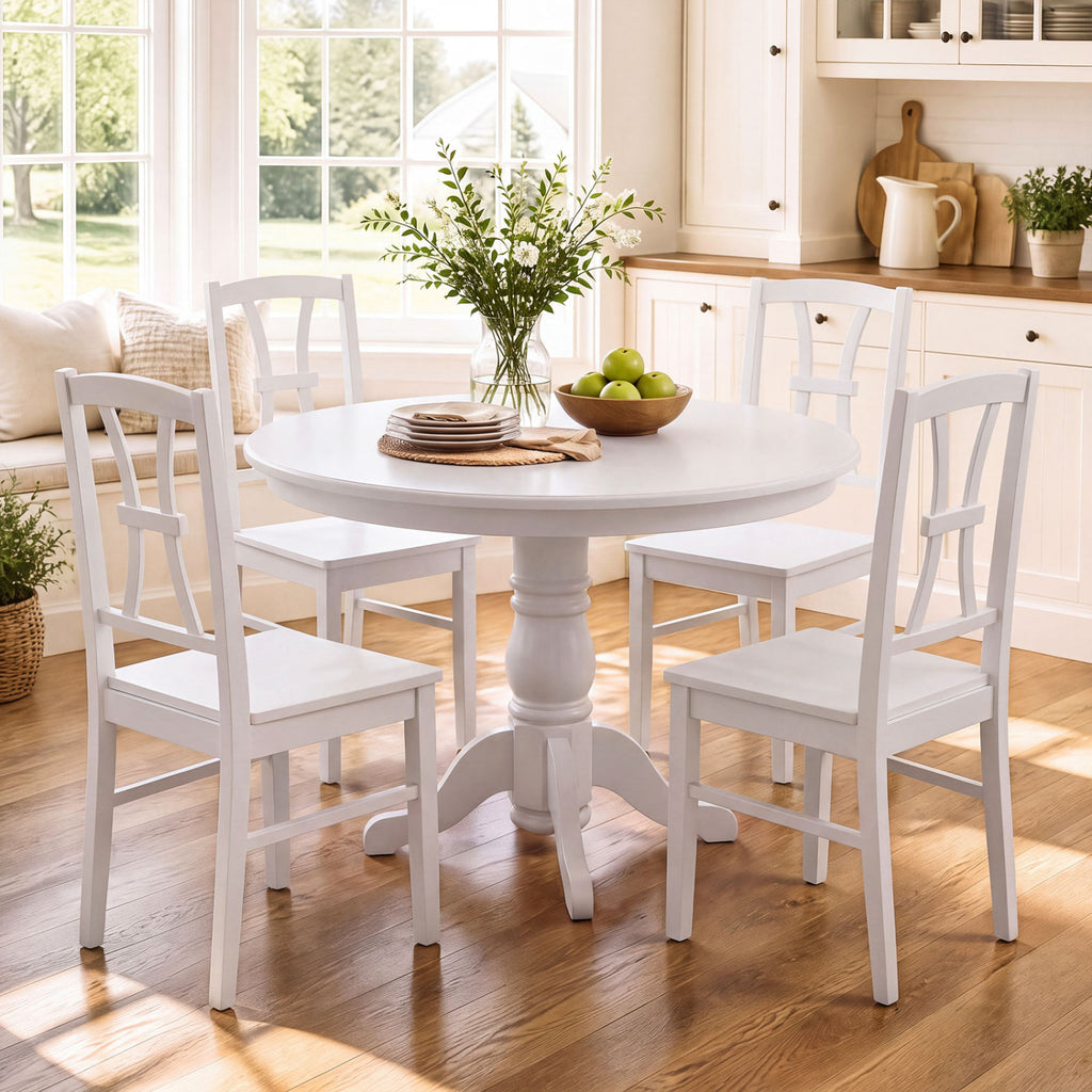Dining Chair Set of 4 - Wood Seat, White - 400 lbs Capacity