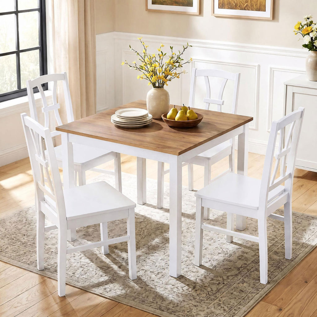 Dining Chair Set of 4 - Wood Seat, White - 400 lbs Capacity
