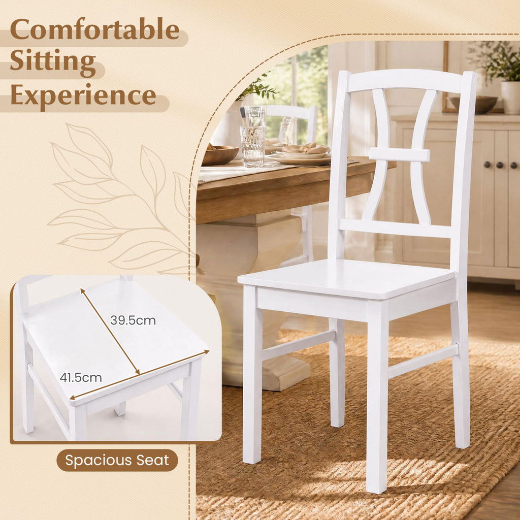 Dining Chair Set of 4 - Wood Seat, White - 400 lbs Capacity