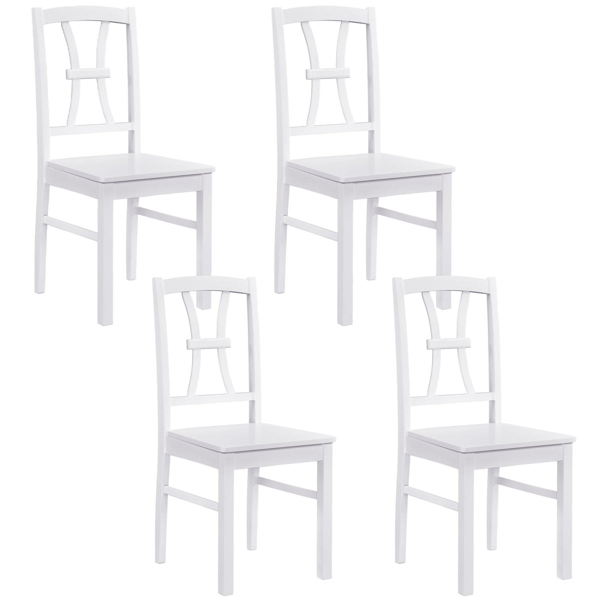 Dining Chair Set of 4 - Wood Seat, White - 400 lbs Capacity