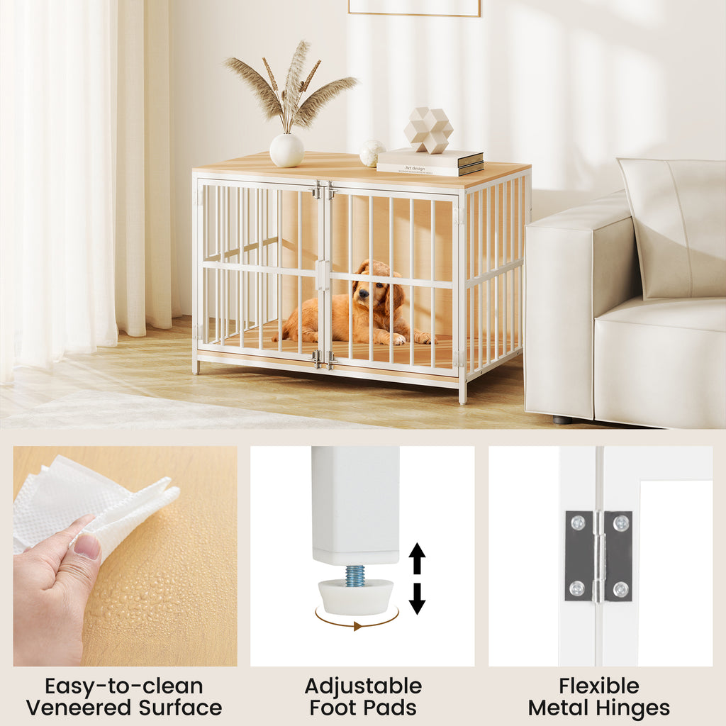 40 Inch Dog Crate Furniture with Dual Lockable Doors - Natural Variation