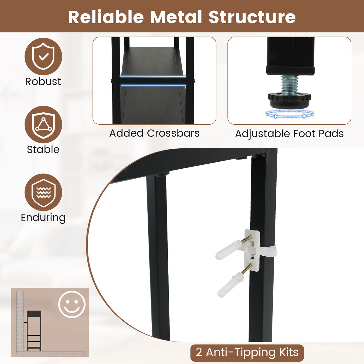 40" Console Table with Charging Station and LED Lights - Black