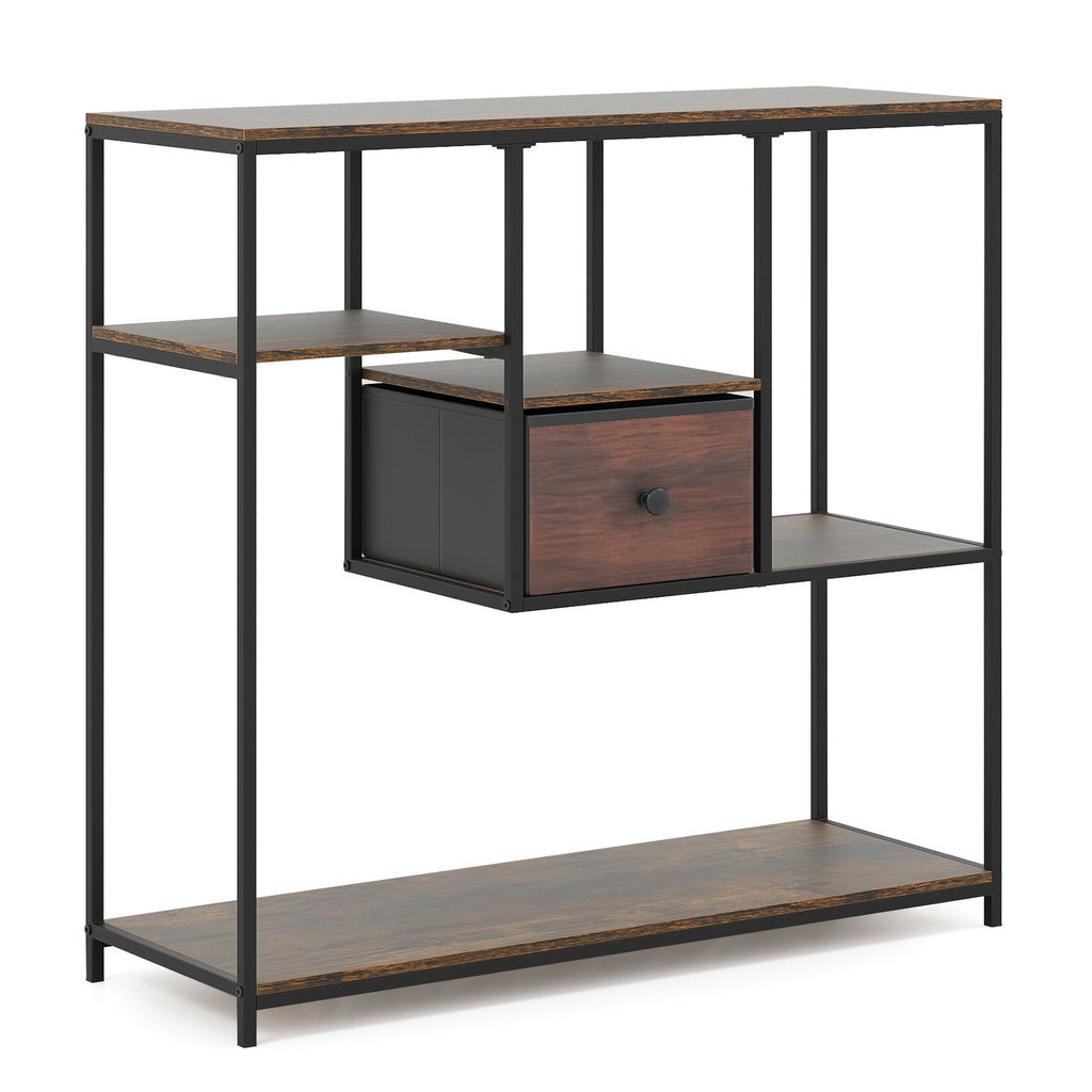 40 Inch Console Table with Storage, Rustic Brown