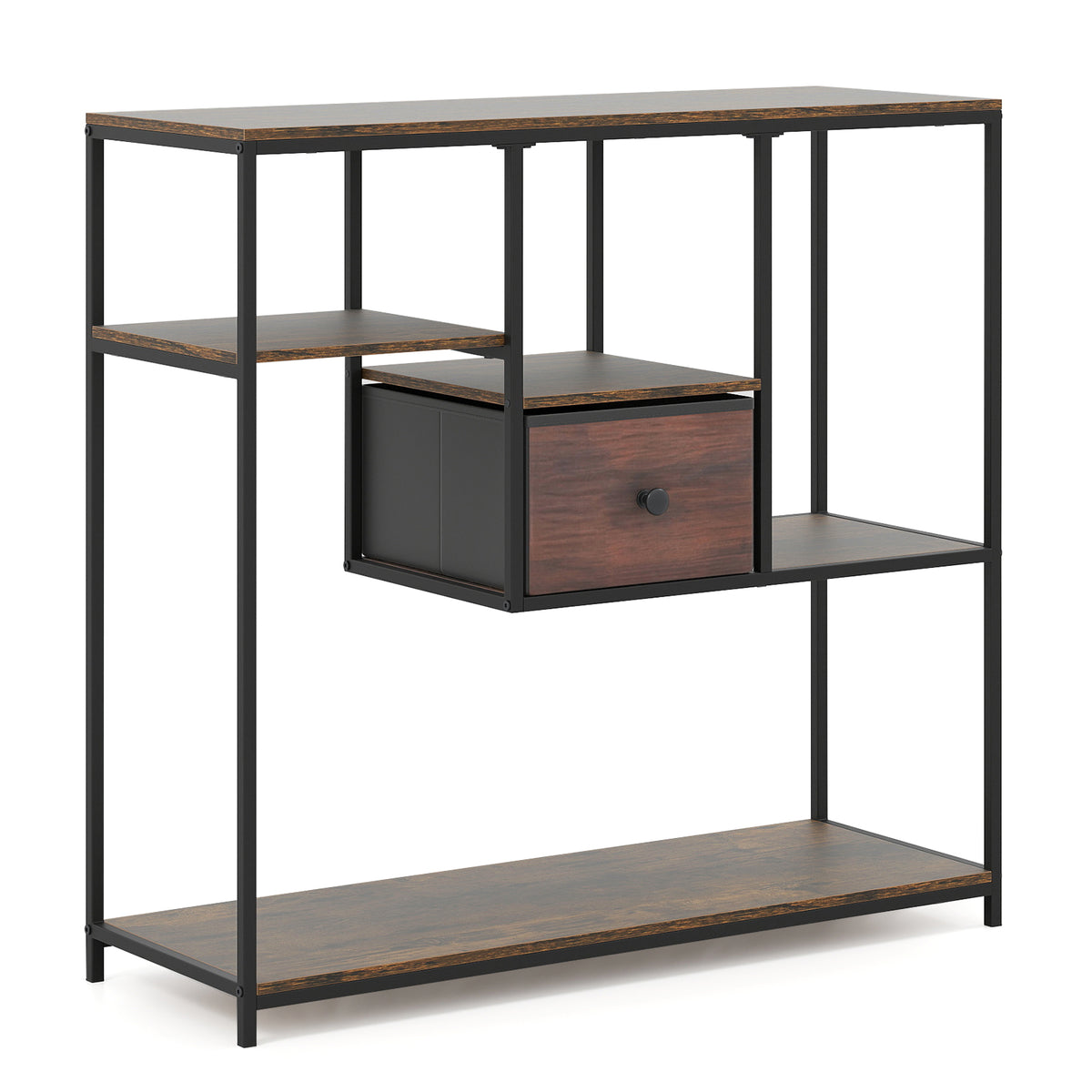 40 Inch Console Table with Storage, Rustic Brown