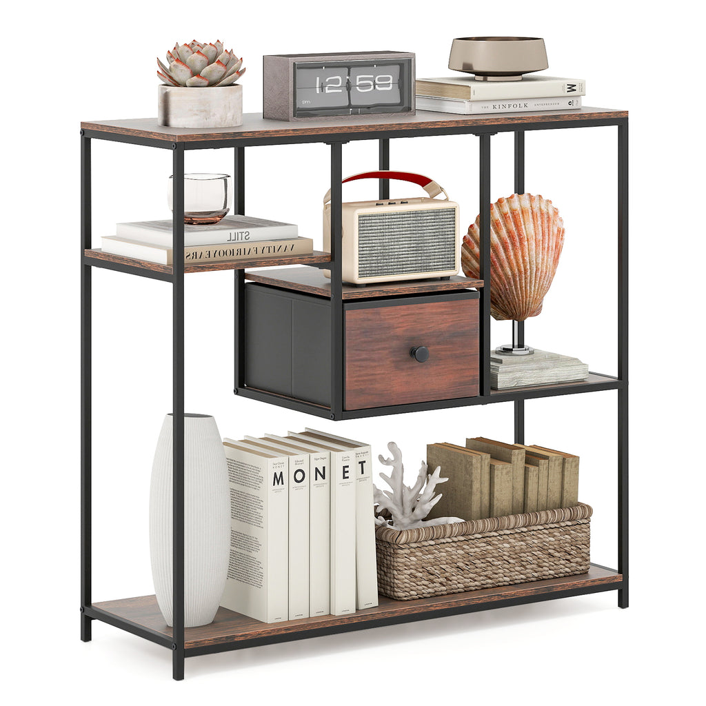 40 Inch Console Table with Storage, Rustic Brown