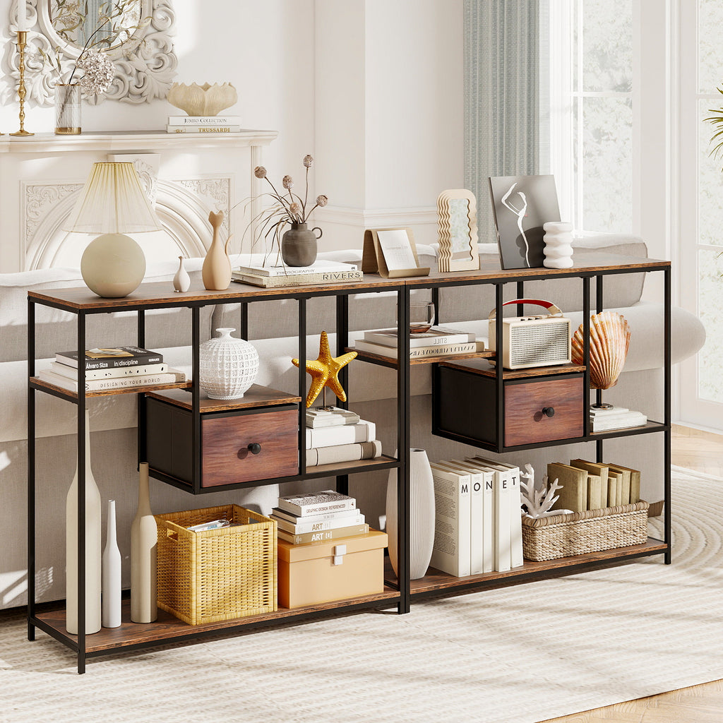 40 Inch Console Table with Storage, Rustic Brown