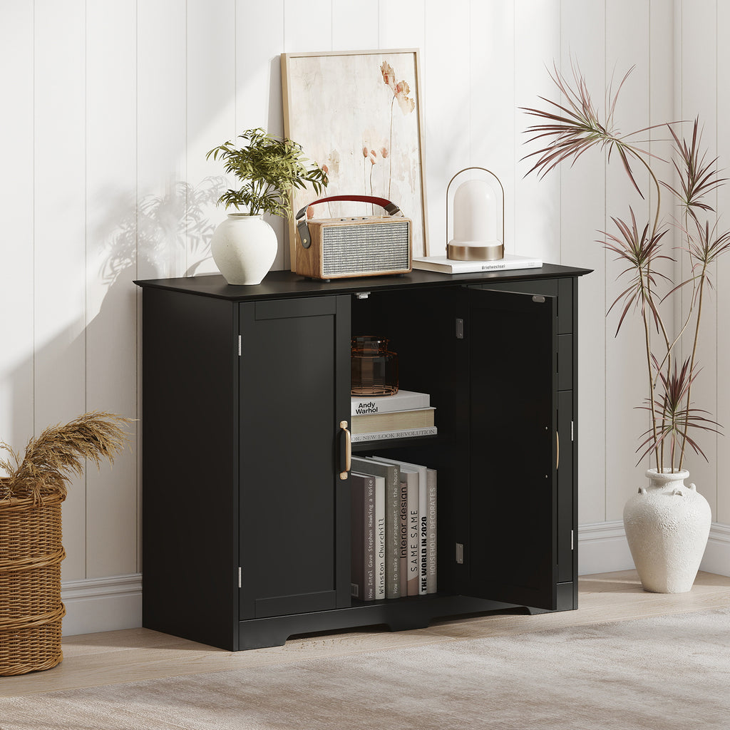 40 Inch Modern Kitchen Sideboard Buffet Cabinet with 2 Drawers - Black