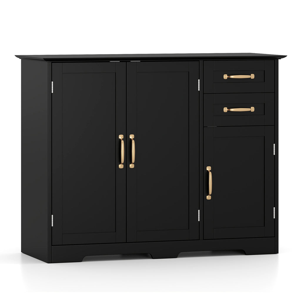 40 Inch Kitchen Sideboard Buffet Cabinet with Drawers - Black