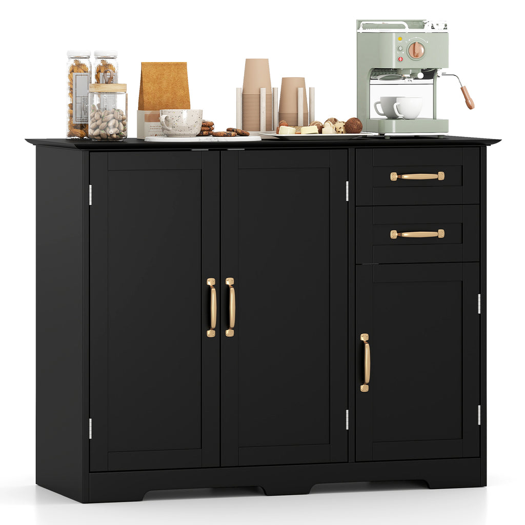 40 Inch Modern Kitchen Sideboard Buffet Cabinet with 2 Drawers - Black