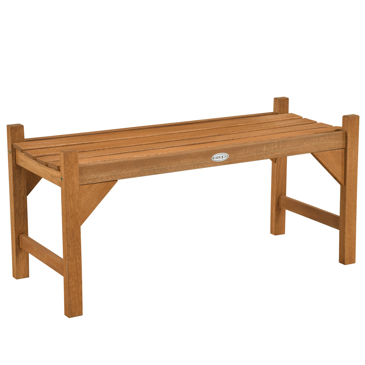 40 Inch Outdoor Bench with Slatted Contoured Seat for Deck Entryway