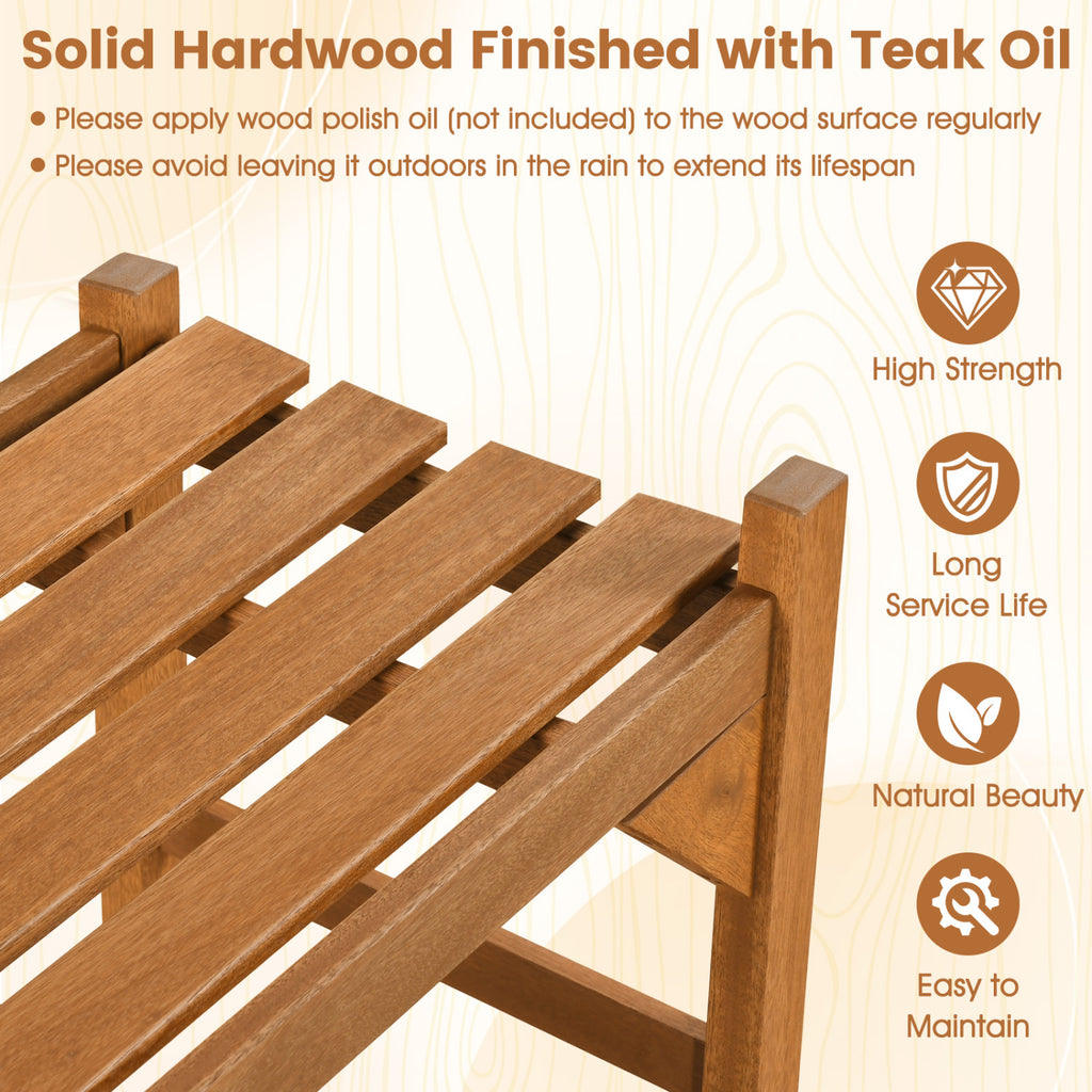 40 Inch Outdoor Bench with Slatted Contoured Seat for Deck Entryway