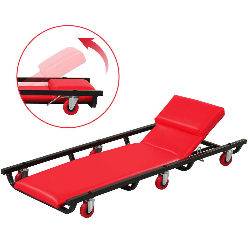 40 Inch Rolling Mechanic Creeper Cart with Headrest - Black