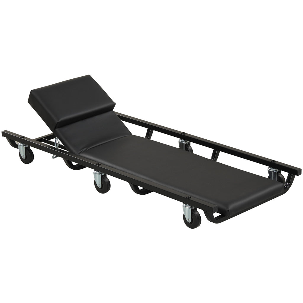 40 Inch Rolling Mechanic Creeper Cart with Headrest - Black