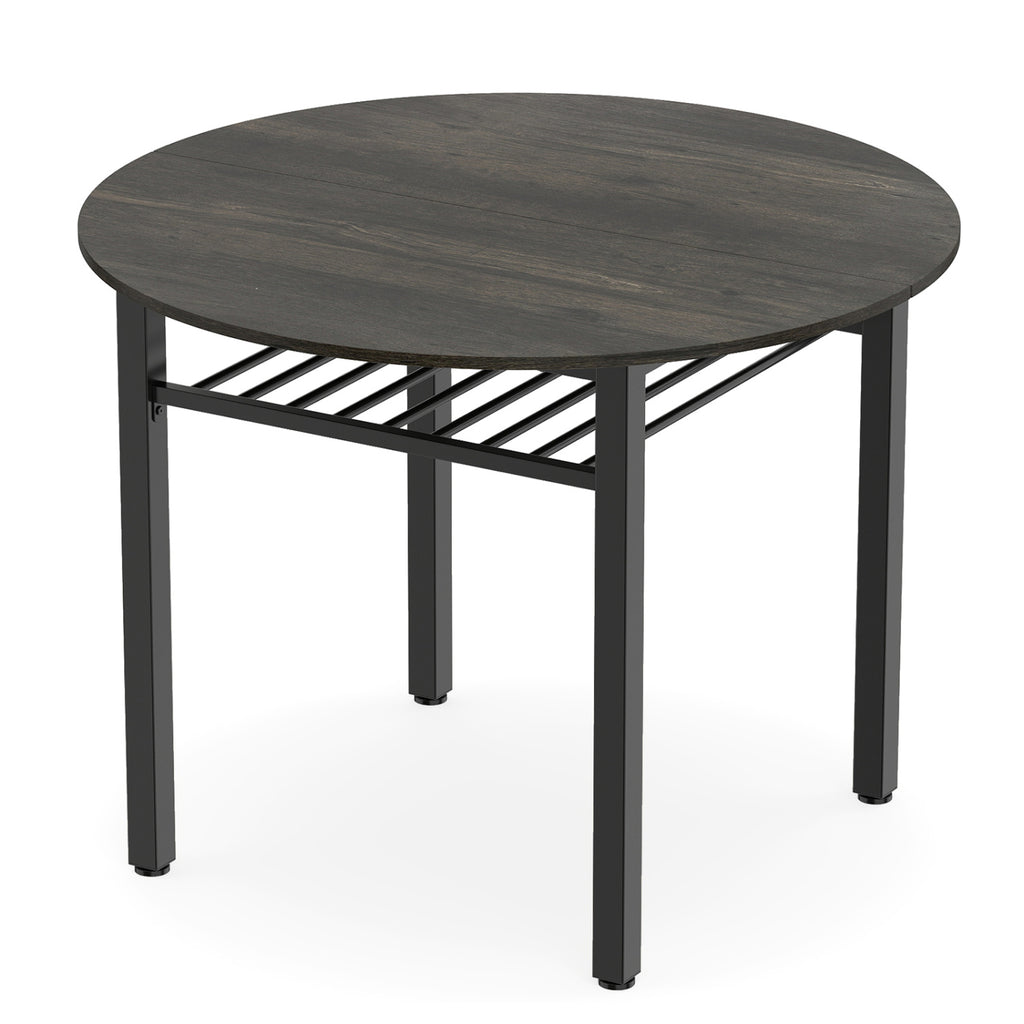 40" Round Dining Table with Storage Shelf, Gray