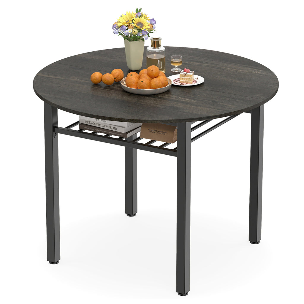 40" Round Dining Table with Storage Shelf, Gray