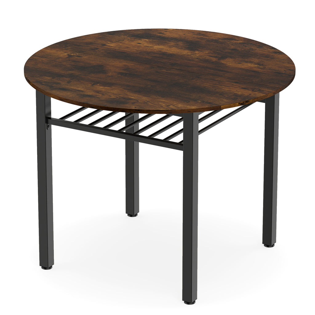 40" Round Dining Table with Storage Shelf, Gray