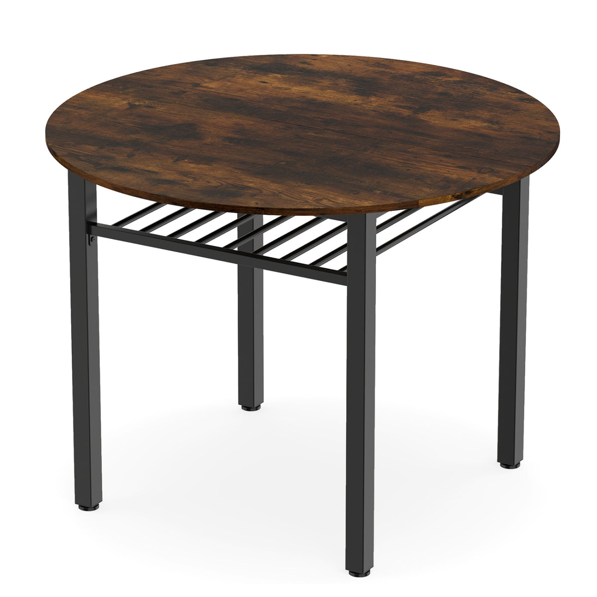 40" Round Dining Table with Storage Shelf, Gray
