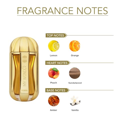 Ajmal My Wonder Eau de Parfum 2.8 oz / 85 ml for Women | Long-Lasting Floral-Fruity & Powdery Amber Fragrance | Luxurious Scent Crafted in Dubai