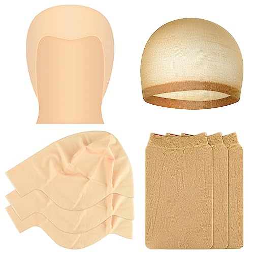Bald Cap Halloween, 2Pcs Nylon Wig Caps 2Pcs Latex Makeup Bald Cap for Adults Women Men Costume Accessory for Theme Halloween Party Cosplay