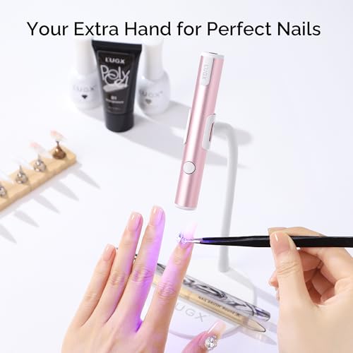 L'UGX Magnetic Handheld uv Light for Gel Nails Stand ? 360¡Æ Rotating Iron Base Holder, Strong Magnetic Mount for Gel Nail Dryer Pen,Detachable Support for Manicure Table or Salon Use