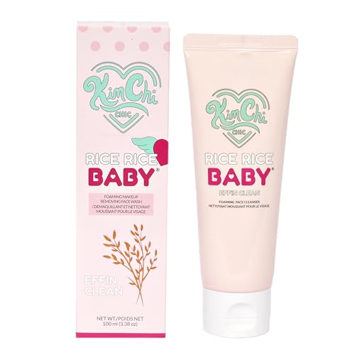 Kimchi Chic Rice Rice Baby Foaming Makeup Removing Face Cleanser - with Rice Extract & Collagen, Deep Cleans, Soothes, & Removes Makeup - 3.38 fl oz