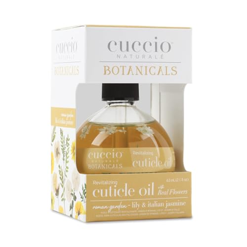 Cuccio Botanicals Revitalizing Cuticle Oil ? Roman Garden (Lily & Italian Jasmine Scent) ? Infused with Real Flowers & Natural Oils for Deep Hydration, Non-Greasy Spa Experience, 2.1 oz
