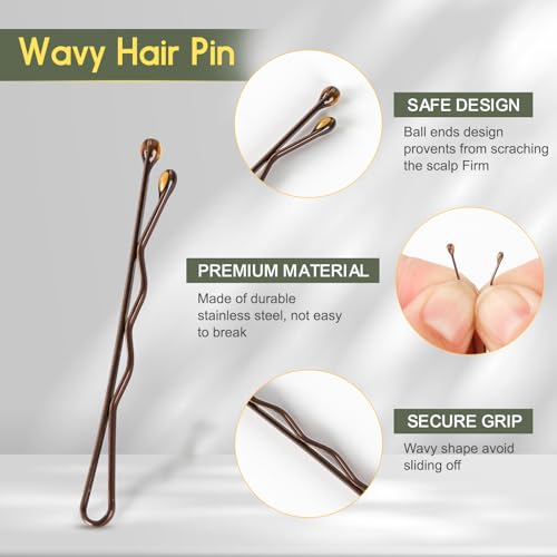 Mini Bobby Pins, 150 Count 1.38 Inch Small Hair Bobby Pins with Storage Box for Kids, Girls and Women - Brown
